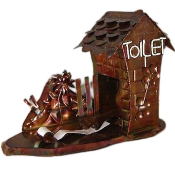 VTG Toilet Tin Wind Up Musicbox Copper Color Plays Those Were the Days My Friend - Picture 1 of 8